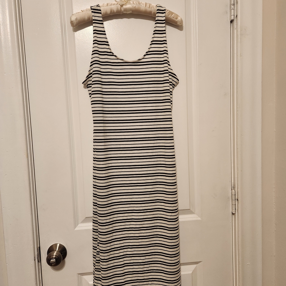 Primark Black and White Striped Midi Dress